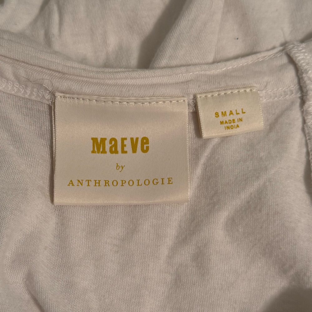 Anthropologie Maeve Catie White Flutter Sleeve Top - Picture 4 of 4